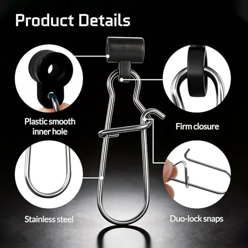 FishTrip Sinker Slides for Fishing Rigs - 25/50/100pcs Duo Lock Snaps for Fishing Line Heavy Duty Weights Sinkers Saltwater Connector Accessories - color: White, size: S#_50pcs