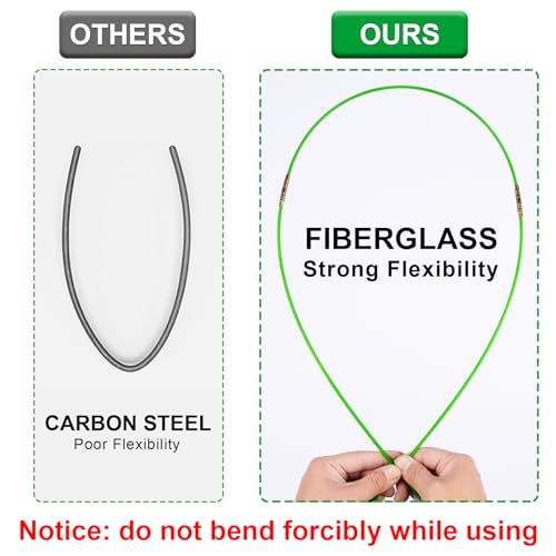 32.5FT Fiberglass Running Electrical Wire Cable Glow Rods Wire Pulling, Fish Tape Set with Accessories, Green