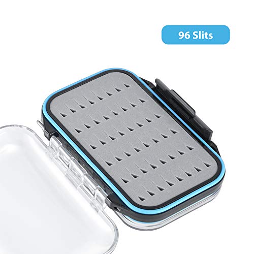 Gonex Fly Boxes for Fly Fishing Jig Boxes Two-Sided Waterproof Lightweight Fly Fishing Box Easy Grip Transparent Lid Fly Fishing Lures Box, 4.1"x 3.0"x 1.2", Grey - color: Grey, Black, Transparent, size: Size A (4.1"x 3.0"x 1.2")