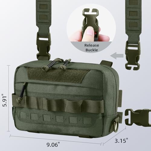 Outdoor Chest Bag for Men, Water-Resistant Fishing Chest Pack, Tactical Vest for Running, Cycling, Hiking - color: Green
