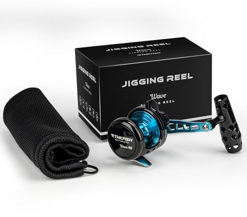 THKFISH Slow Pitch Jigging Reel, 55lbs Max Drag 6.3:1,9+2 Stainless BB Lever Drag Saltwater Heavy Duty Trolling Reel Slow Jigging Reel Saltwater Fishing - size: WAVE-30-Left Hand