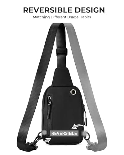 CHOLISS Small Sling Bag for Women and Men, Crossbody Bags Trendy Fanny Packs Chest Bag with Extended Strap - color: D01 Black - Upgrade