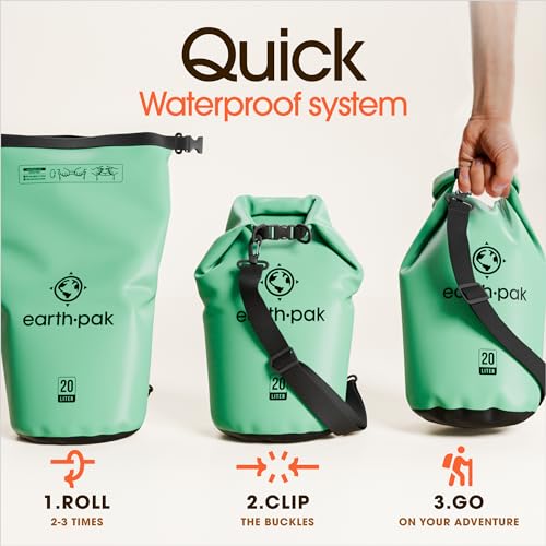 Earth Pak Waterproof Dry Bag - Roll Top Waterproof Backpack Sack Keeps Gear Dry for Kayak with Waterproof Phone Case - color: Seafoam Green, size: 5L