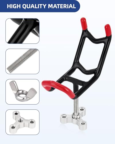 Dual-Angle Boat Fishing Rod Holder Rest, 4 Pack, 5° & 25° V-Shape Rod Cradle with Anti-Slip Rubber Tips, 3/8”-16 Thread Mount