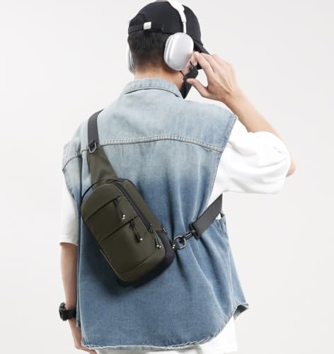 Small Crossbody Bags for Men Women Mini Sling Bag Lightweight Chest Bag for Hiking Travel Sports - color: army green