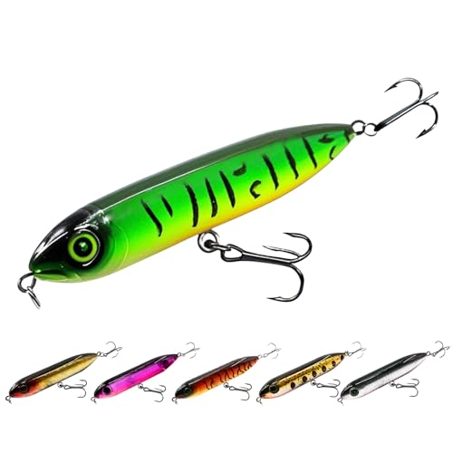 9KM Fishing Lures 6-Pack Popper Lure Set with Triple Hooks for Bass Top Water Lures Fishing Lures Bass