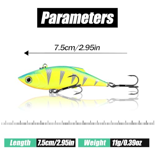 Lipless Crankbait Rattle Trap Fishing Lures Topwater Bass Fishing Lures for Walleye Trout Musky Long Casting Distance Freshwater Saltwater 2.96in/0.39oz FS/YE-06 - style: B,10pcs