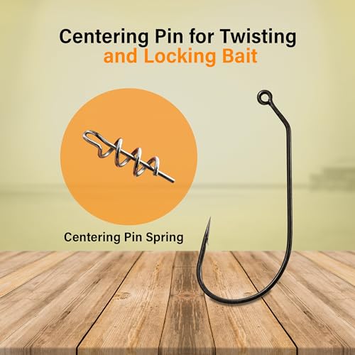 Reaction Tackle Swimbait Hooks for Bass Fishing - Soft Plastic Fishing Hooks with Centering Spring pin for Soft Plastic Swim Baits and Worm Lure Baits - size: #9/0