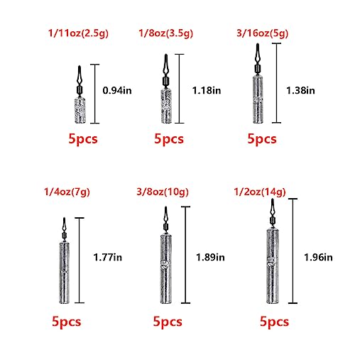 Fishing Weights Sinkers Set, 30/27/45pcs Drop Shot Fishing Weight for Saltwater Freshwater Bass Fish - size: 3/8oz(10g)-30 PCS