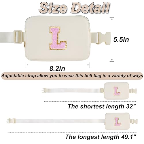 Uygafly Birthday Gifts for 4 5 6 7 8 9 10 11 12 13 Year Old Girl,Gift for Teen Girls Kids Toddler,Personalized Initial Fanny Pack Purse Crossbody Bag Belt Bag Cute Trendy Stuff | Cream,L - color: Cream, style: L