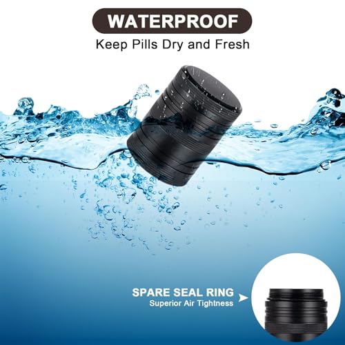 Pill Box 2 Times a Day - Metal Pill Case, Portable Daily 2 Compartment Pill Container, Waterproof Travel Aluminum Pill Holder for Fish Oils, Vitamin, Fish Oil, Supplements - color: Black, size: Medium-Short