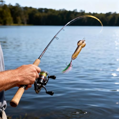 4Pcs Rose Gold Fishing Lures - Metal Luminous Spoon Lures with Sharp Hooks, Funny Gag Gift for Men, Father's Day/White Elephant Gift for Anglers, Suitable for Bass & Trout