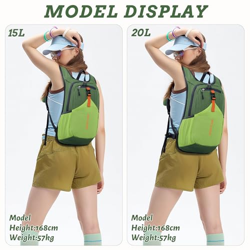 BECOJADDE 15L Small Hiking Backpack for Men Women Foldable Packable Back Pack Ultralight Hiking Daypack for Travel Camping Outdoor, Olive Green - color: Olive Green, size: 15L