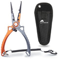 Fishing Pliers Hook Remover, Saltwater Split Ring Pliers with Safety Lock, Fishing Gear with Sheath and Lanyard, Fishing Gifts for Men - color: Orange