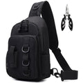 Fishing Sling Bag - Small Fishing Tackle Storage Bags with Rod Holder((Black) - color: Black