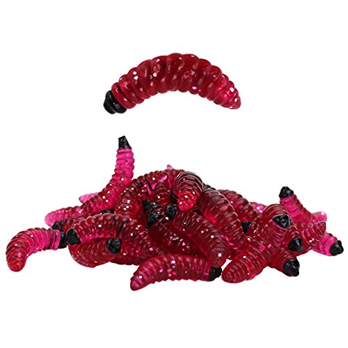 50PCs 2.4cm Maggot Soft Baits, Fresh Water Fishing Bait, Soft Fishing Lures, Bass Fishing Worms, for Lake Fishing Freshwater Saltwater Lake Ice Sea Fishing, Mackerel, Mullet - color: 4Color