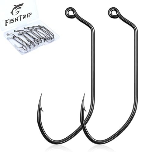 FishTrip 60 Degree Jig Hooks, Long Shank Aberdeen Hooks for Jig Making | 50/100Pcs High Carbon Steel Aberdeen Fishing Hook Jig Molds for Crappie, Bluegill, Panfish, Trout Freshwater Saltwater - size: 2/0_50pcs