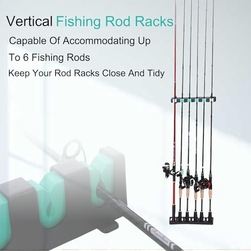 Fishing Rod Rack Holders Wall-Mounted Fishing Pole Holder & Rack, Fishing Pole Holders for Garage & Boat 6-Rod Storage Racks(Vertical Green, 2 Pair) - color: Vertical Green, 2 Pair