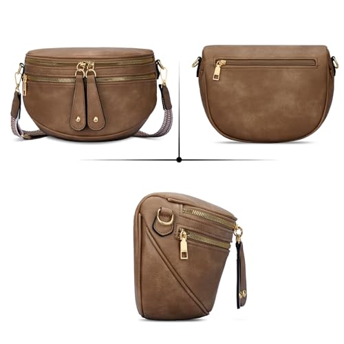 KKXIU Crossbody Sling Bag for Women Trendy Fanny Pack Vegan Leather Chest Bag | Trendy - color: Apricot