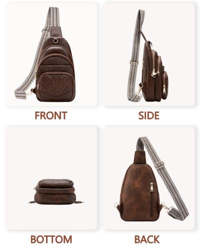 Anti Theft Crossbody Bags for Women RFID Leather Sling Purses,Crossbody Bags Travel Leather Fanny Pack for Women - color: Dark Coffee