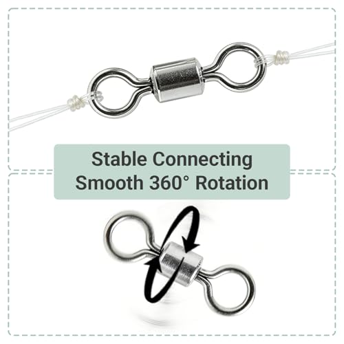 Atibin Stainless Steel Barrel Swivel Snap Saltwater Swivels Fishing High Strength Lure Fishing Swivel Heavy Duty SUS304 - size: #1 (165lb) 50pcs