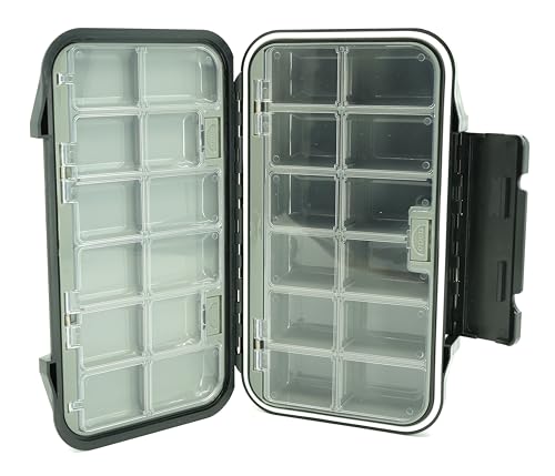 Kingfisher Large Waterproof 24 Compartment Tailwater Nymph Fly Fishing Box - color: Black