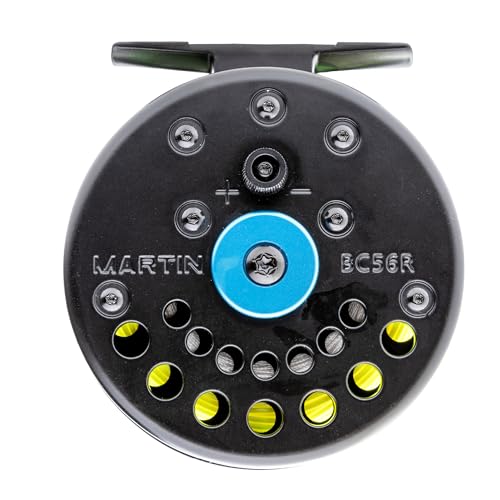 Martin Blue Chip 56R Fly Reel, 3 to 5-Weight, CNC Machined Aluminum Frame, Dual Click and Pawl System, 20 Pound-Test Backing, Black