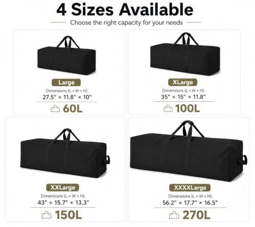 DoYiKe Extra Large Canvas Travel Duffle Bag Heavy Duty, Sports Duffel Military Camping Tent Storage 100L Black Side opening - color: Black Side-opening, size: 100L