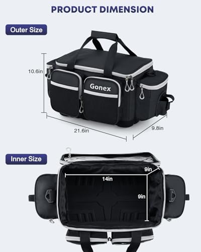 Gonex Fishing Tackle Bag, Water-Resistant Polyester Material Fishing Tackle Storage Bag with Padded Shoulder Strap and Non-Slip Base Suitable for 3600 3700 Tackle Box