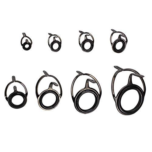 8pcs Fishing Rod Tip Repair Kit Rod Top Tips Replacement Fishing Rod Tips Stainless Steel Ceramic Ring Guide Tips - color: Double Leg Fishing Rod Guides_8pcs