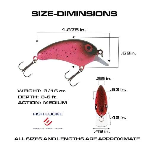 Luck E Strike Crappie Magic Crankbait (2 Inch Crappie Lure) Made in The USA - color: Pink Eye