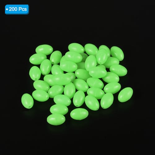 PATIKIL Glow Fishing Beads Plastic Oval Rubber Luminous Fishing Bait Eggs Rig Bead Tackle Lures Accessories with Box - color: Green, size: 12x8mm