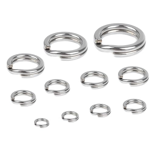 Dr.Fish Split Ring Stainless Steel Hyper Wire Flattened Fishing Lure Rings Heavy Duty Tackle Hook Line Connector Saltwater - size: #10-200LB(14mm, 0.56")