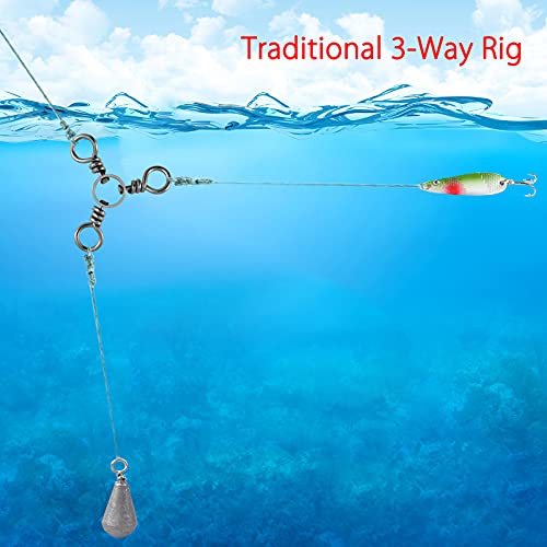 Dr.Fish 50 Pack 3 Way Swivel Fishing Tackle 30-220Lb Catfish Swivels Three Way Rigs Freshwater Saltwater Catfish Tackle - size: #1(83Lb)-50 Pack