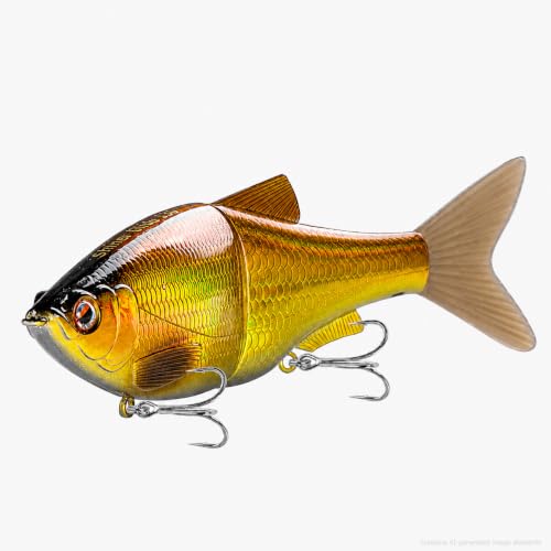 LITTMA Shiner Glide Slow Sinking Glide Baits, Subtle S-Curve Action Jointed Swimbait - Midwest, South Lakes, Rivers, Freshwater Lure for Bass, Trout, Pike - color: Goldshinner