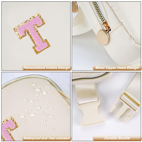 Uygafly Birthday Gifts for 4 5 6 7 8 9 10 11 12 13 Year Old Girl,Gift for Teen Girls Kids Toddler,Personalized Initial Fanny Pack Purse Crossbody Bag Belt Bag Cute Trendy Stuff | Cream,T - color: Cream, style: T