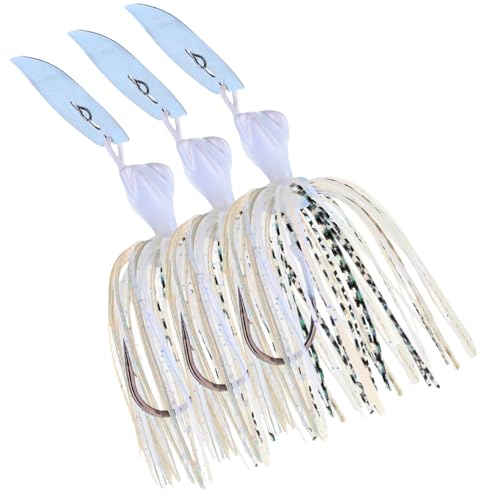 Reaction Tackle Breaker Jigs for Bass Fishing, Bladed Vibrating Swim Jig Lures with Silicone Skirts, Weedless Bait for Pike, Walleye, Muskie - 3 Pack - color: Tennessee Shad, size: 3/8 Oz