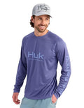 HUK Men's Pursuit Vented Long Sleeve Fishing Shirt (+30 UPF) - color: Skipper Blue, size: Small