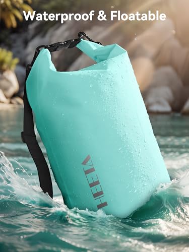 HEETA Waterproof Dry Bag for Women Men, 5L/10L/20L/30L/40L Roll Top Lightweight Dry Storage Bag Backpack with Emergency Whistle for Travel, Kayaking, Boating, Camping, Beach, Cruise Ship Essentials - color: Mint Green, size: 5L