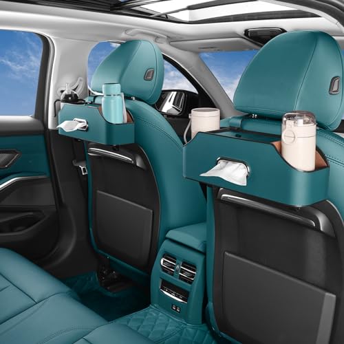 Car Seat Back Organizer - Stylish & Functional Storage for Family Adventures - Cup Holders, Tissue Box & Hooks - Perfect for Kids, Road Trips & Travel (Navy Blue) - color: Navy Blue