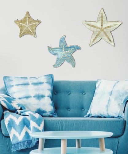 Putuo Decor Starfish Wall Decor Set Ocean Theme Coastal Decorative Wall Art For Living Room Bedroom Bathroom Beach House Entryway - color: Starfish