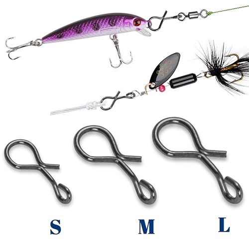 AGOOL Fly Fishing Snap Clips, 100/150pcs Quick Change Lure Clips Micro Fly Swivels Snaps Stainless Steel No Knot Snap Connectors Fly Hook Lure Snap for Flies, Jigs, Lures 3 Sizes - size: Size M-6.6LB-100pcs