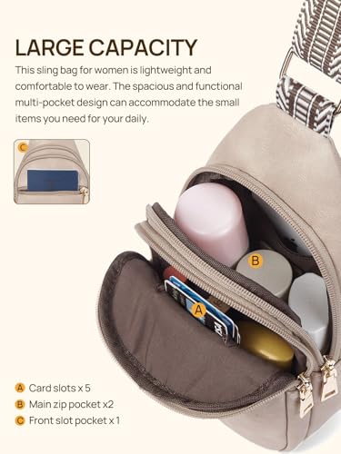 Telena Sling Bag for Women Crossbody Bags Purse for Women Vegan Leather Fanny Pack with Adjustable Strap - color: C-cloud Grey