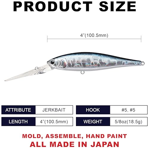 LUCKY CRAFT SW Pointer 100XD, Saltwater Fishing Lure, Jerkbait, Tournament Winning, Deep Diver, Fishing Gear, Fishing Accessories, Fishing Tackle - color: 052 Aurora Black