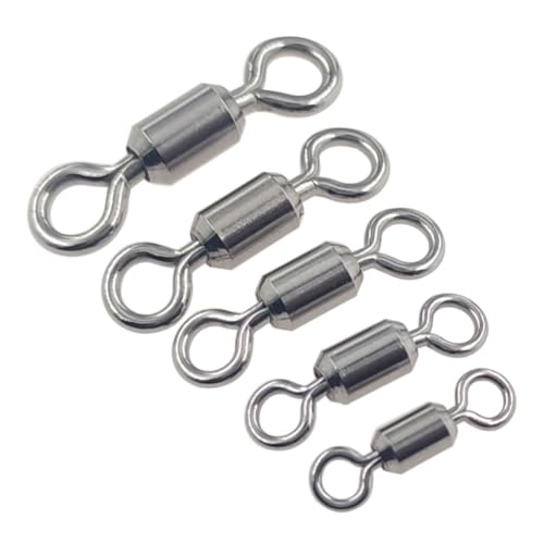 100 Pcs Fishing Swivels Saltwater, 100% 304 Stainless Steel Power Swivel Corrosion Resistance Barrel Swivels High Strength Freshwater Fishing Line Lure Leader Connectors - size: 5# 0.55" / 130LB