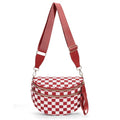 Checkered Crossbody Bum Bags for Women Nylon Checkered Purse Checkerboard Fanny Pack - color: A07-red