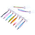 Aorace 10pcs Hard Metal Jigs Diving Sea Fishing Lures Minnow Popper Baits Tackle Crankbait Saltwater Freshwater Lures with Feather - color: 10pcs 5cm/7g