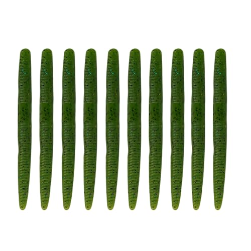Soft Worm Bass Baits with Salted Hook Slot FS/RE-04 | Built-In Hook Slot Soft Plastic Bass LuresMulti-Rig Compatibility realistic movement Easy Portability ideal size - color: Green-10pcs