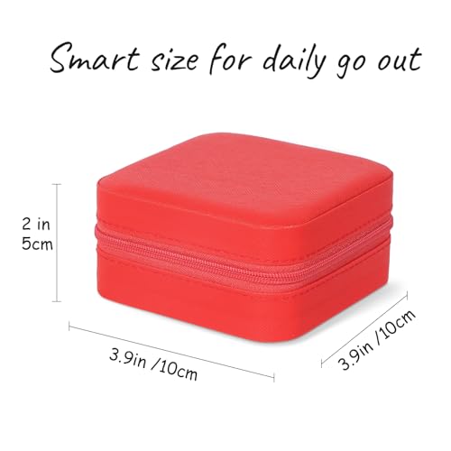 MFXIP Travel Jewelry Case Small Jewelry Box Jewelry Organizer Storage Case Portable PU Leather Mini Jewelry Travel Case for Girls Womens Earring, Necklace, Rings,Bracelets - color: Bordeaux Red