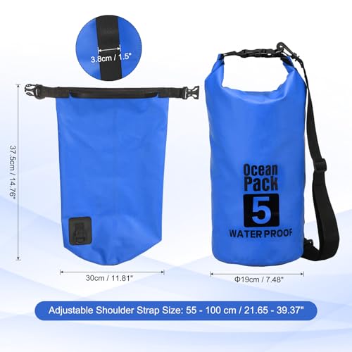 Waterproof Dry Bag, 5L Fit for Women Men Water Proof Bags Lightweight Dry Storage Floating Backpack with Whistle for Travel Backpacking Boating Kayaking Camping (Blue) - color: Blue, size: 5L